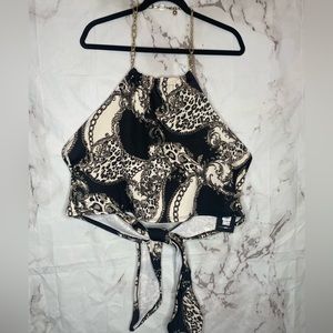 Leopard tie crop top